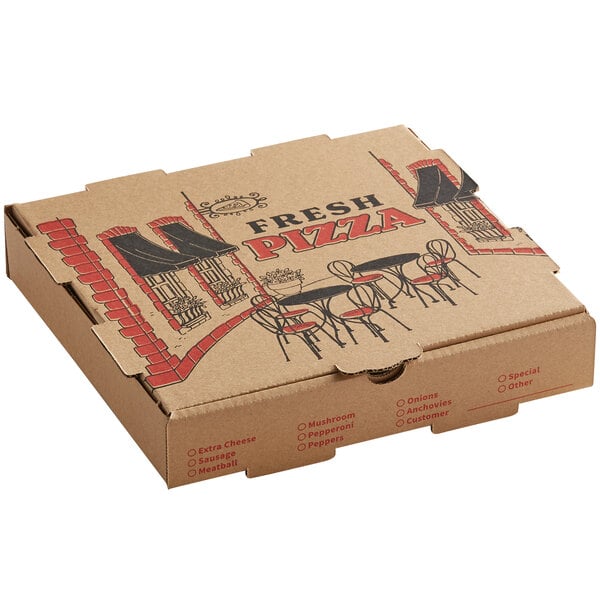Premium select 10" x 10" x 2" Kraft Corrugated Pizza Box - 50/Case