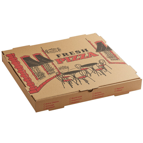 Premium select 18" x 18" x 2" Kraft Corrugated Pizza Box - 50/Case