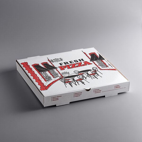 Premium select 16" x 16" x 2" White Corrugated Pizza Box - 50/Case