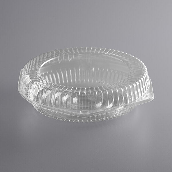 Premium select 10" Clear Hinged Pie Container with Low Dome Lid - 50/Case