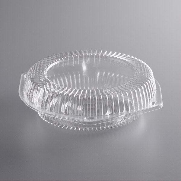 Premium select 8" Clear Hinged Pie Container with Low Dome Lid - 100/Case