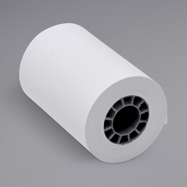 A roll of white paper on a gray background.
