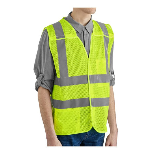 Premium select Class 2 Lime High Visibility 5-Point Breakaway Safety Vest with Hook & Loop Closure - Medium - 50/Case