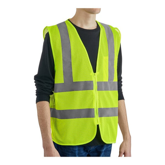 Premium select Class 2 Lime High Visibility Safety Vest with Zipper Closure - Large - 50/Case