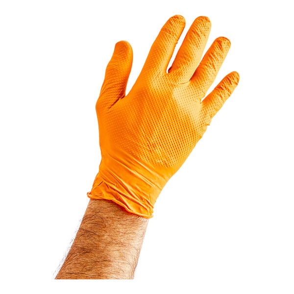 Premium select Pro Nitrile Orange 8 Mil Heavy-Duty Powder-Free Diamond-Textured Gloves - 2X - 900/Case