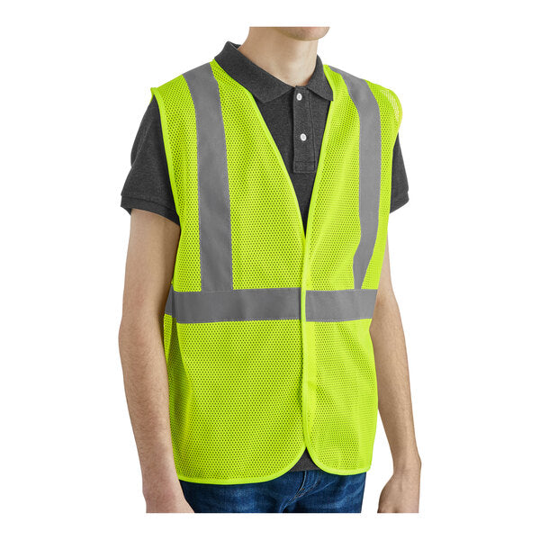 Premium select Class 2 Lime High Visibility Surveyor's Safety Vest with Hook & Loop Closure - Medium - 50/Case