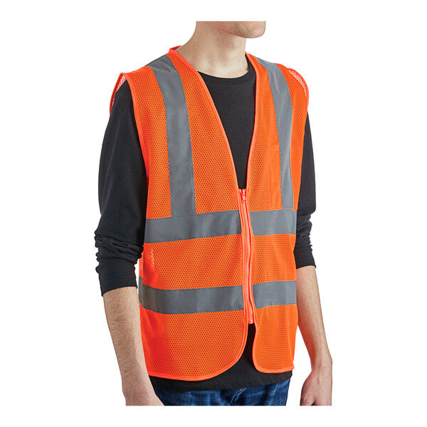 Premium select Class 2 Orange High Visibility Safety Vest with Zipper Closure - Extra Large - 50/Case