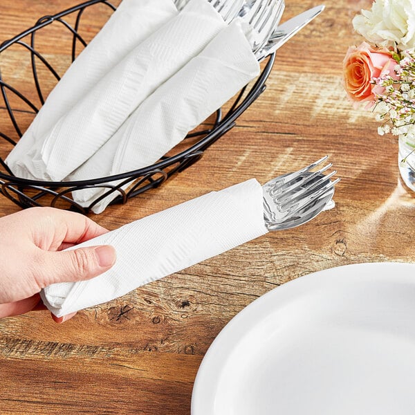 Choice WrapNap White 1/4 Fold 2-Ply Dinner Napkin 16" x 16" - 3000/Case