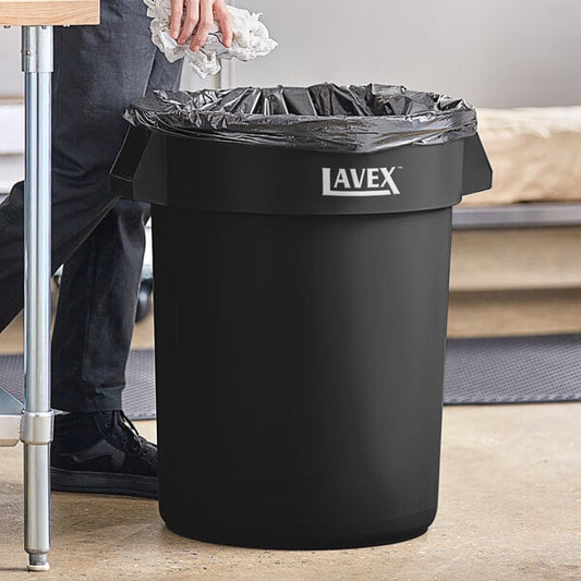 Lavex 32 Gallon Black Round Commercial Trash Can
