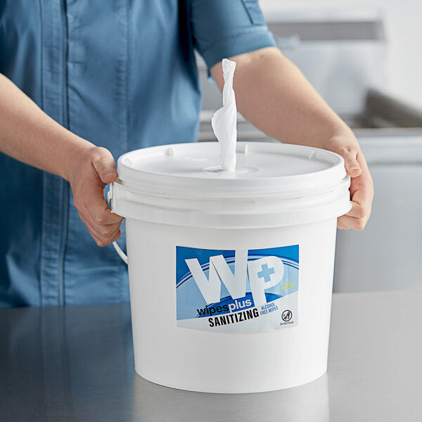 WipesPlus Lemon Scent Alcohol Free Hand Sanitizing Wipes and Bucket