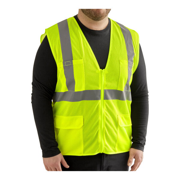Premium select Lime Class 2 High Visibility Surveyor's Mesh Safety Vest - XL - 50/Case