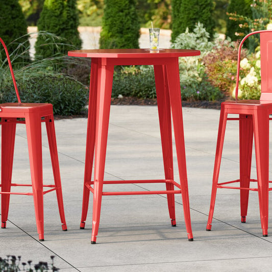 Lancaster Table & Seating Alloy Series 30" Round Ruby Red Bar Height Outdoor Table