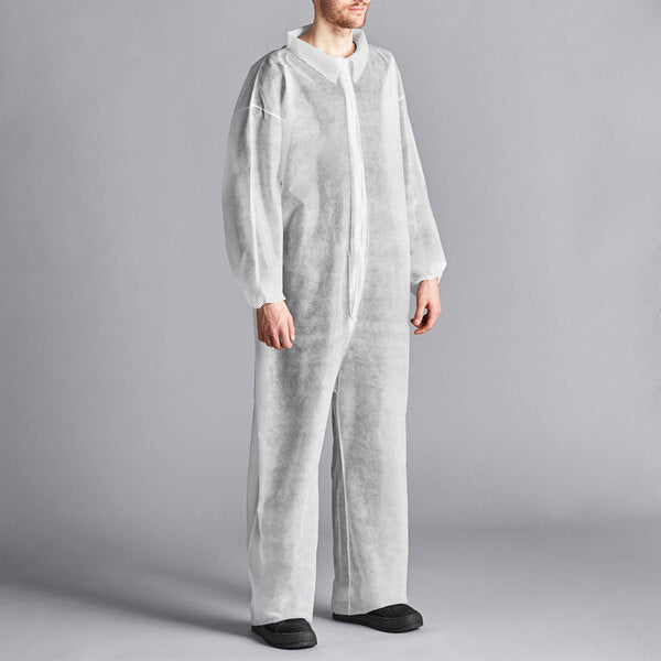Premium select White Polypropylene 26 GSM Standard Weight Zipper Front Long Sleeve Coveralls with Elastic Wrists and Ankles - 2XL - 25/Case