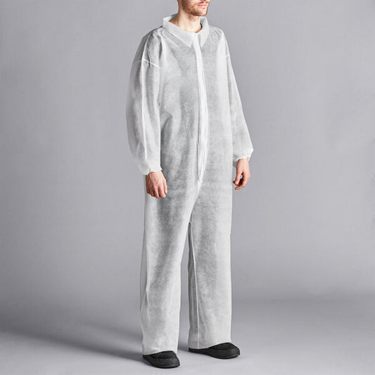Premium select White Polypropylene 26 GSM Standard Weight Zipper Front Long Sleeve Coveralls with Elastic Wrists and Ankles - 2XL - 25/Case