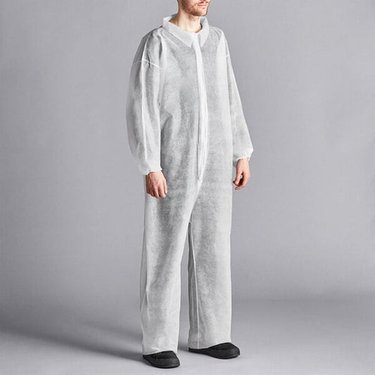 Premium select White Polypropylene 26 GSM Standard Weight Zipper Front Long Sleeve Coveralls with Elastic Wrists and Ankles - XL - 25/Case